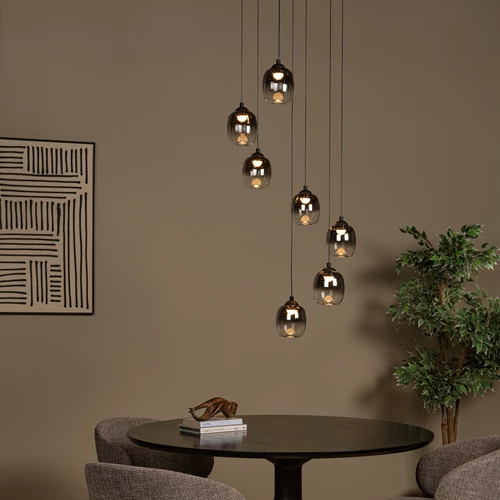 Lucide TAMINO - Pendelleuchten - Ø 52 cm - LED Dim. - 7x7W 3000K - Schwarz - Atmosphäre 1